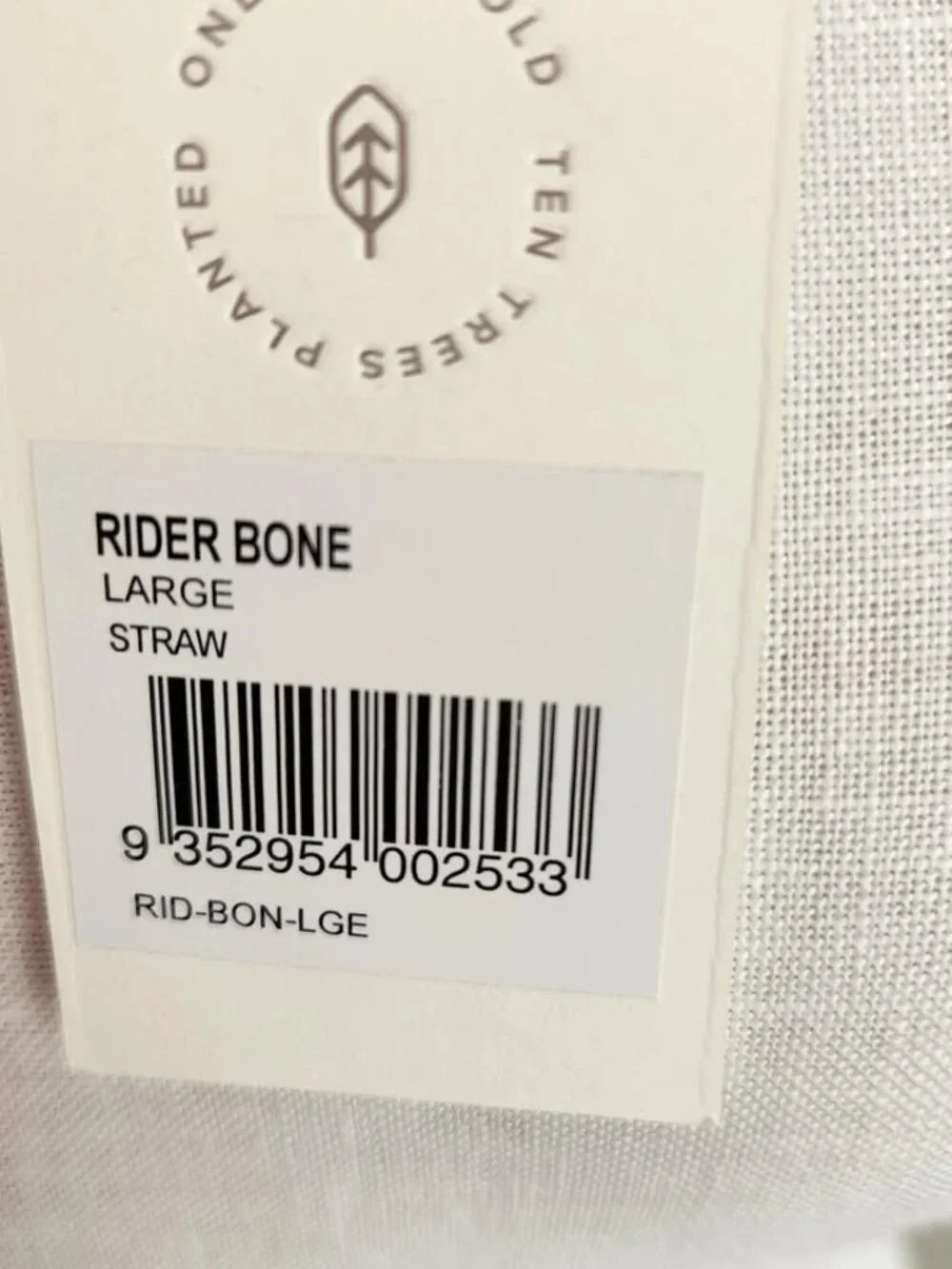 Will + Bear Sz large Rider Bone Palm Desert Straw Hat Adjustable UPF 50+ (flaw)
